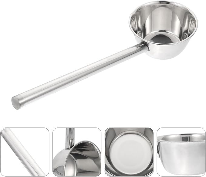 Stainless Steel Long Handle Ladle - 18.3 Inch Metal Water Scoop Dipper for Garden Watering Kitchen Use Bathing