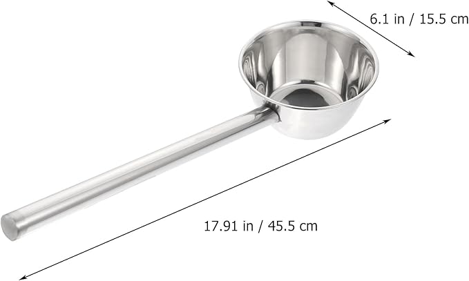 Stainless Steel Long Handle Ladle - 18.3 Inch Metal Water Scoop Dipper for Garden Watering Kitchen Use Bathing