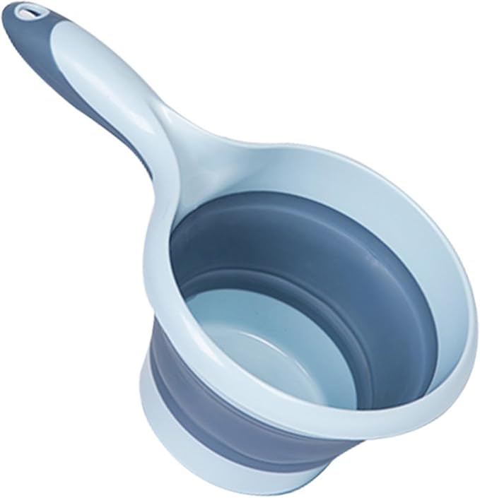 Folding Water Ladle, Collapsible Water Scoop Portable Water Pourer Dipper Spoon for Kitchen Ladles Bathroom Washing Water Scoop(Sky Blue)