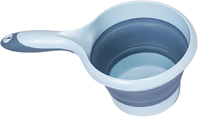 Folding Water Ladle, Collapsible Water Scoop Portable Water Pourer Dipper Spoon for Kitchen Ladles Bathroom Washing Water Scoop(Sky Blue)