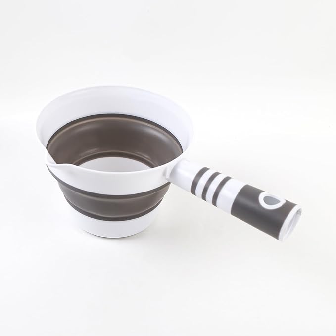 Folding Water Ladle Collapsible Water Dipper Water Scoop Portable Foldable Bath Ladle for Kitchen Bathroom Grey