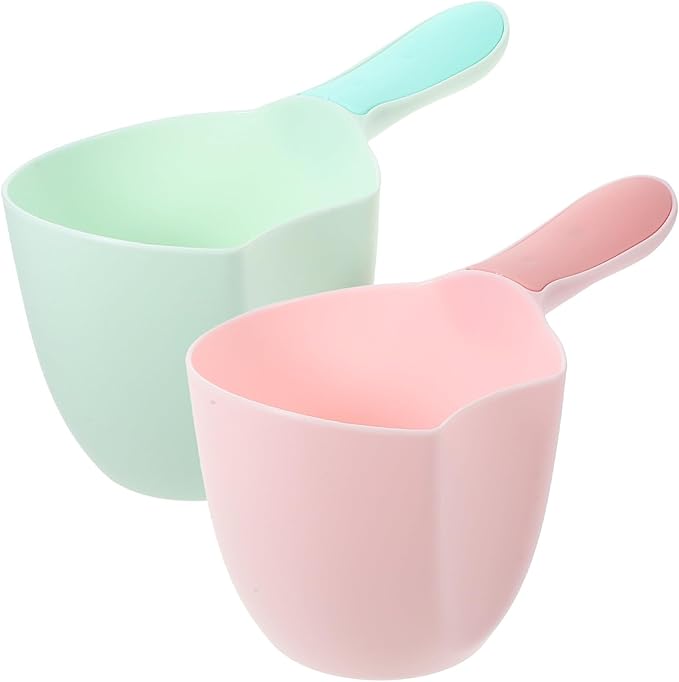 2Pcs Plastic Water Ladle: Bathroom Scoop for Garden Watering and Home Use - Pink and Green