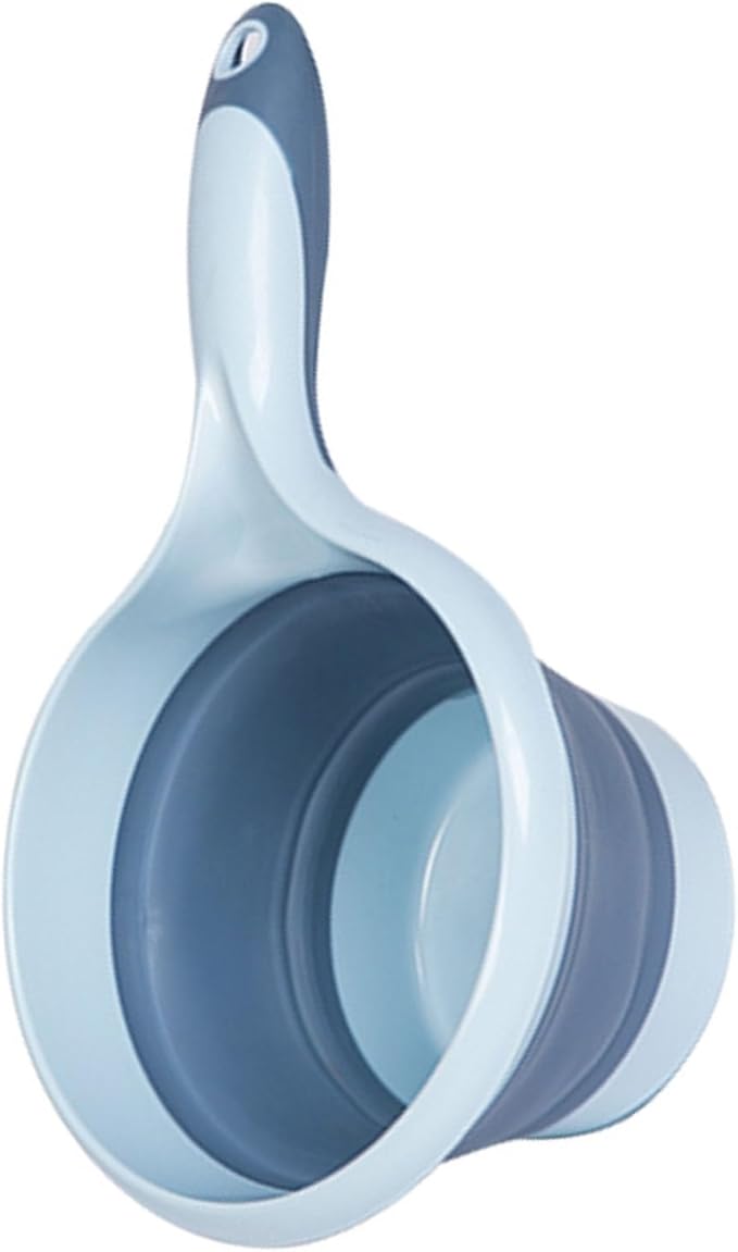 Folding Water Ladle, Collapsible Water Scoop Portable Water Pourer Dipper Spoon for Kitchen Ladles Bathroom Washing Water Scoop(Sky Blue)