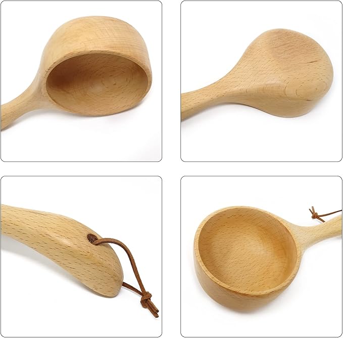 Large Capacity Wooden Ladle Sauna Water Scoop SPA Spoon Bath Salts Spoon Coffee Scoop