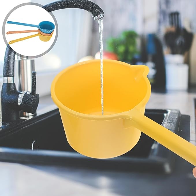 3pcs Long-handled Water Ladle for Kitchen Bathing Water Scoop Multipurpose Dipper for Gardening Home Use and Outdoor Activities