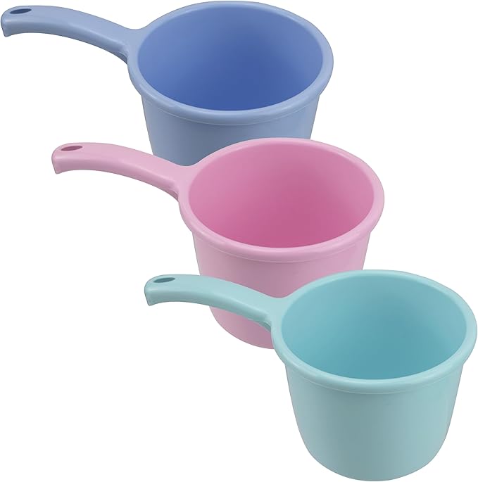 3 Pack Plastic Water Ladle for Scooping & Dispensing Water, Used for Washing Hair Kitchen Garden Bath Cleaning Application