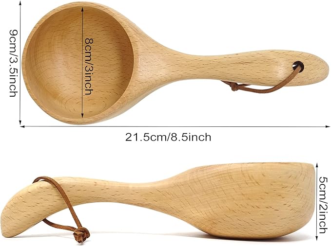 Large Capacity Wooden Ladle Sauna Water Scoop SPA Spoon Bath Salts Spoon Coffee Scoop