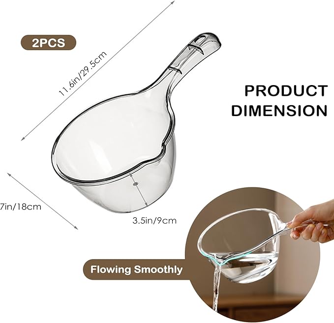 2-Pack Plastic Water Ladle, Bath Dipper, Shower Scoop, Water Bath Scoop, Bathroom Water Scoop Cup – Essential Home Item