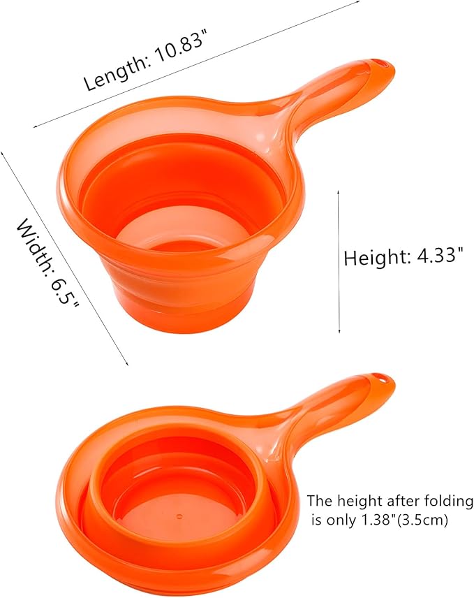 3 Pack Folding Collapsible Water Ladle for Kitchen Bathroom Outdoor, Portable Space Saving Ladle for Bath Hair Washing