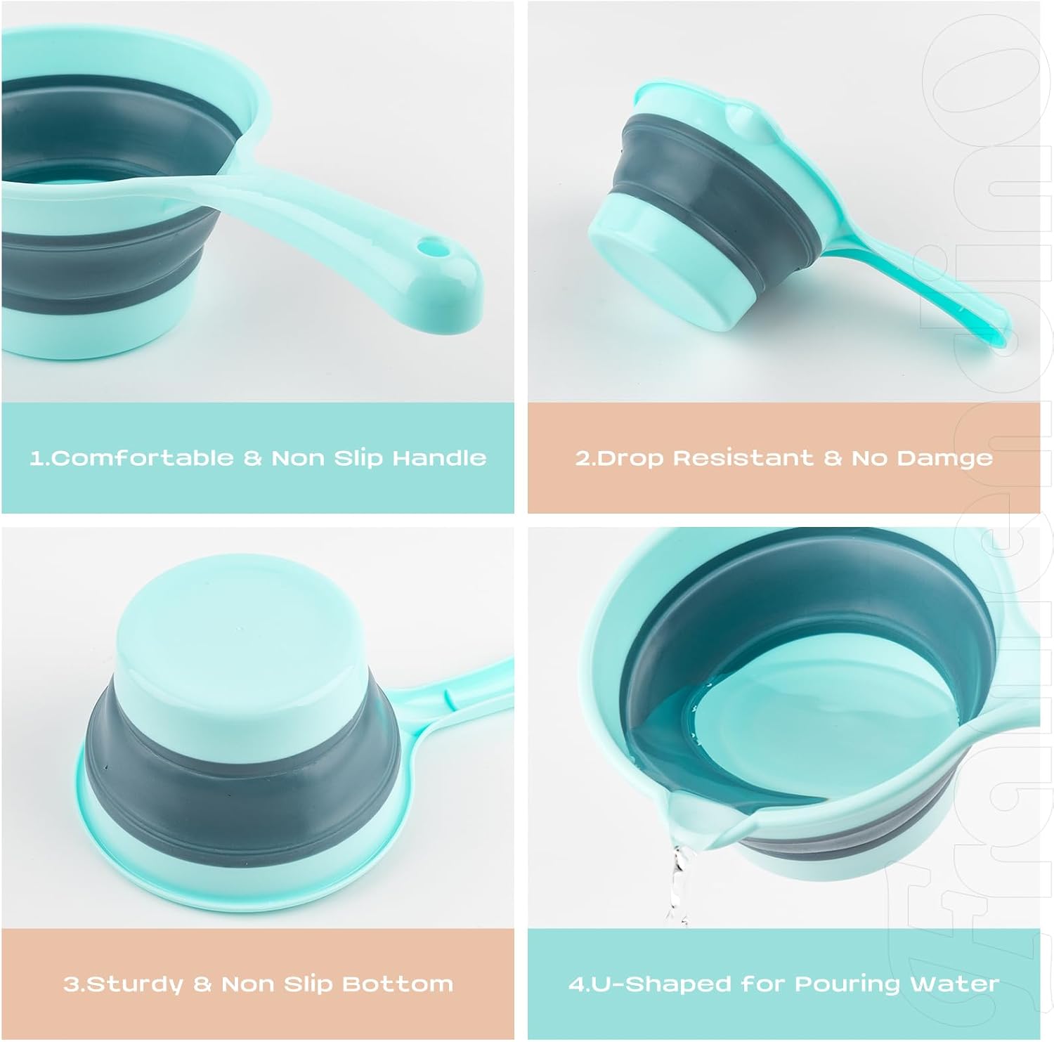 2 Pack Folding Water Ladle Collapsible Scoop Kitchen Ladles Cup Bucket for Bathroom Garden