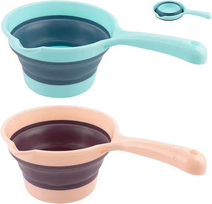 2 Pack Folding Water Ladle Collapsible Scoop Kitchen Ladles Cup Bucket for Bathroom Garden