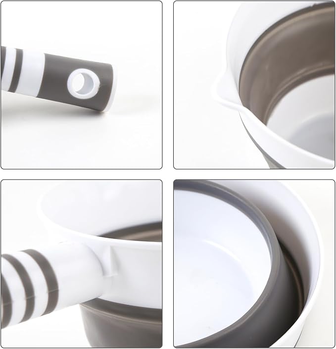 Folding Water Ladle Collapsible Water Dipper Water Scoop Portable Foldable Bath Ladle for Kitchen Bathroom Grey