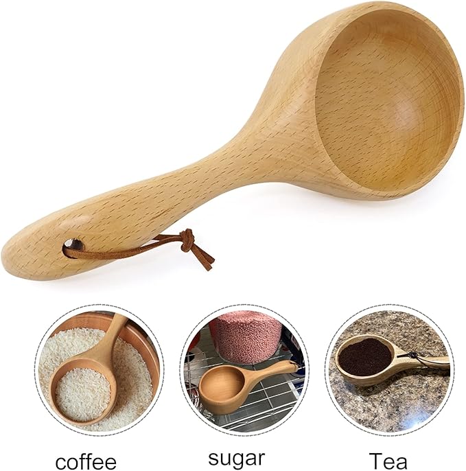 Large Capacity Wooden Ladle Sauna Water Scoop SPA Spoon Bath Salts Spoon Coffee Scoop