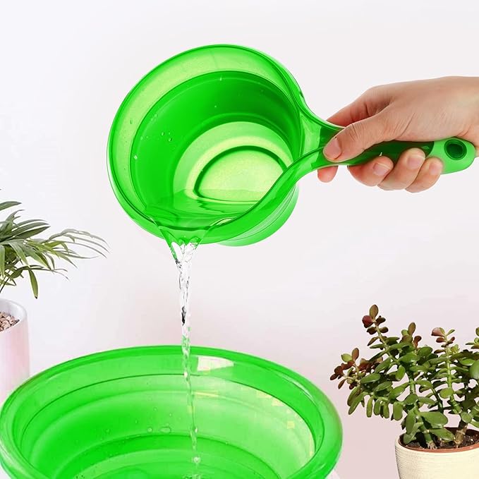 3 Pack Folding Collapsible Water Ladle for Kitchen Bathroom Outdoor, Portable Space Saving Ladle for Bath Hair Washing