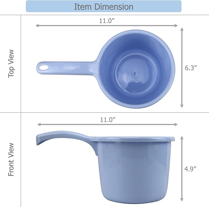 3 Pack Plastic Water Ladle for Scooping & Dispensing Water, Used for Washing Hair Kitchen Garden Bath Cleaning Application