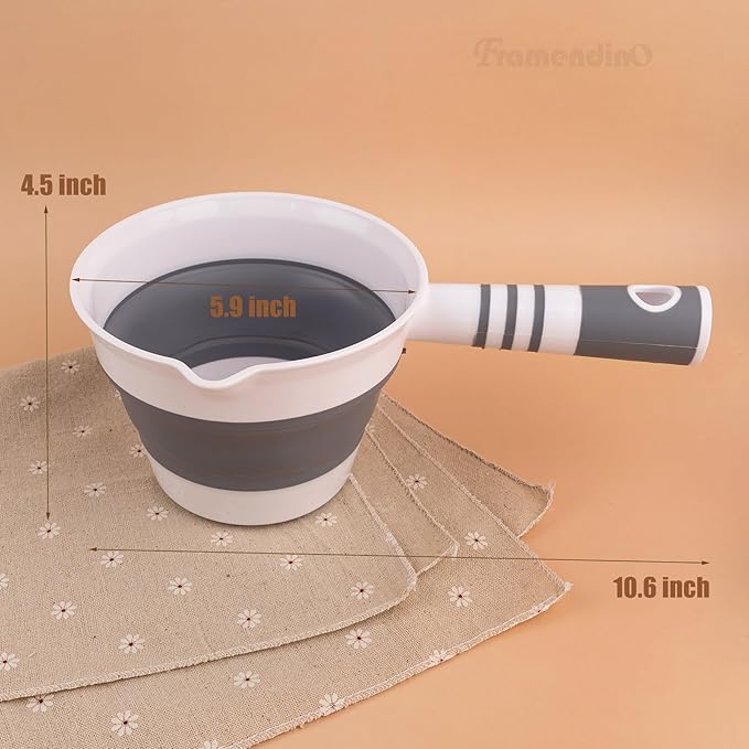 2 Pack Folding Water Ladles Collapsible Scoop Cup Kitchen Ladle for Bathroom (Black & Pink)